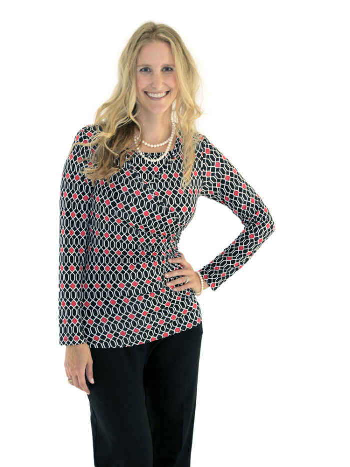 Charlene Faux Wrap Top in red/black